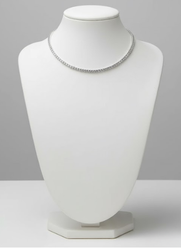 Luce Argento Collana con strass color argento