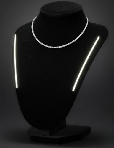 Luce Argento Collana con strass color argento
