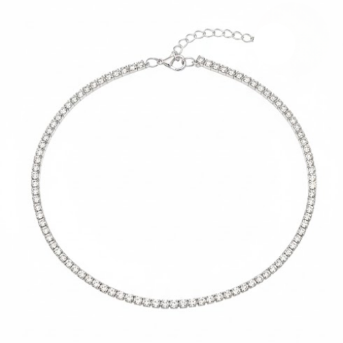 Luce Argento Collana con strass color argento